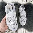 Жіночі сірі кросівки мокасини зі стразами весняно-літні., фото 4