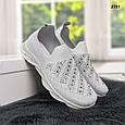 Жіночі сірі кросівки мокасини зі стразами весняно-літні., фото 6