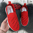 Жіночі червоні кросівки мокасини зі стразами на білій підошві весняно-літні Гіпаніс Україна, фото 6