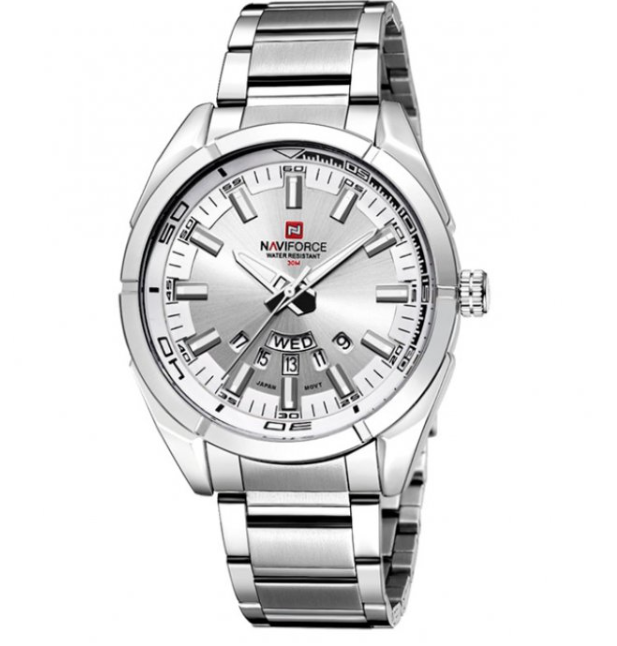 Красивий кварцовий металевий чоловічий срібний годинник з японським механізмом, фото 1