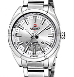 Красивий кварцовий металевий чоловічий срібний годинник з японським механізмом, фото 7