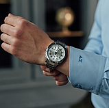 Красивий кварцовий металевий чоловічий срібний годинник з японським механізмом, фото 8