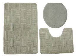 Комплект килимків для ванної та туалету KONTRAST MALTA GRAY набір із 3-х одиниць R_1013