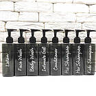 Набір дозаторів для ванної 250 мл "Неаполь" чорний пластик (8 шт) напис англ., фото 4