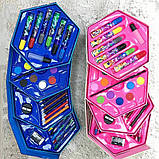 Набір для дитячого малювання та творчості 46 предметів 4 яруси фломастери олівці фарби для хлопчиків, фото 7