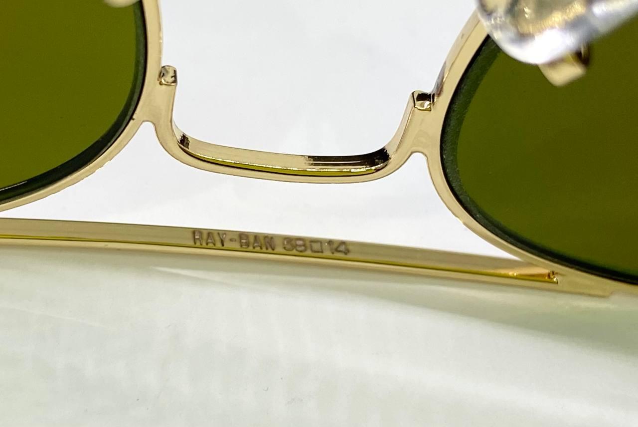 Солнцезащитные очки Ray Ban RB3025 Aviator стеклянные авиаторы зеркальные голубые линзы в золотистой оправе - фото 6 - id-p1624383931