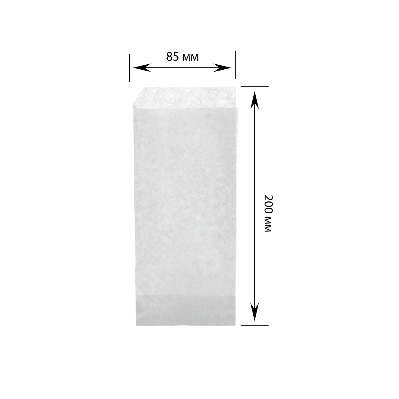 Паперовий пакет куточок білий жиростійкий 200х85 мм (упаковка 500 шт)