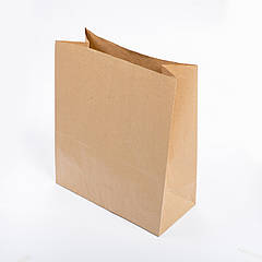 Паперовий пакет з прямокутним дном крафт 260х150х350 мм