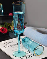 Набор бокалов для шампанского "Голубая Геометрия" 4х250 мл OLGS1001-1