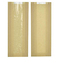 Пакетний пакет з прозорою вставкою крафт 370 x140 x50 мм