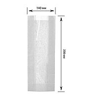 Бумажный пакет с прозрачной вставкой белый 390х140х50 мм
