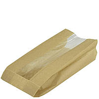 Паперовий пакет з прозорою вставкою крафт 410х220х60/80 мм (1000 шт.)