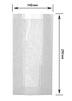 Паперовий пакет з прозорою вставкою білий 290х140х50 мм (1000 шт.)