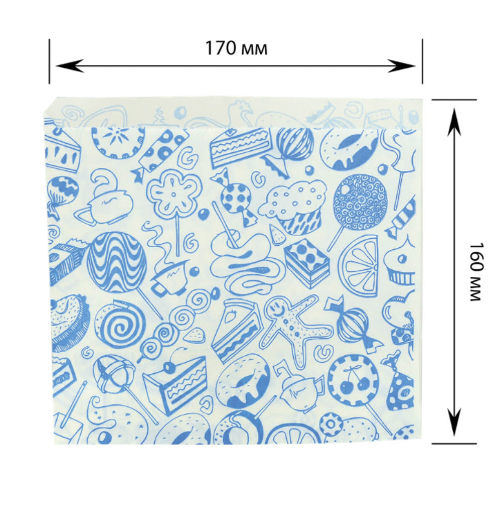 Паперовий пакет куточок «Солодке асорті» жиростійкий 160х170 мм (500 шт.)