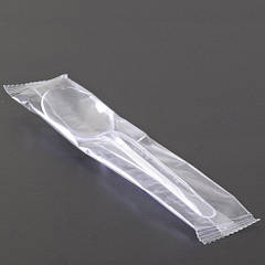 Ложка в індивідуальній упаковці пластикова 16 см (уп.100 шт) прозора