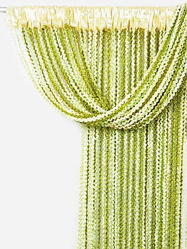 Декоративні штори для дитячої кімнати спальні залу, штори з ниток для будинку кабінету вітальні Зелено-салатово-кремові (NS-209)