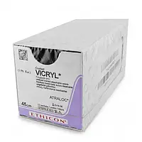 Шовний матеріал Вікрил (Vicryl) 6-0, непофарбований, довжина нитки 45см, голка  Reverse Cutting11мм W9500T