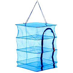 Складна ярусна сітка 45*45*65 сушка для риби, овочів, фруктів і грибовна на 3 секцій (синя)