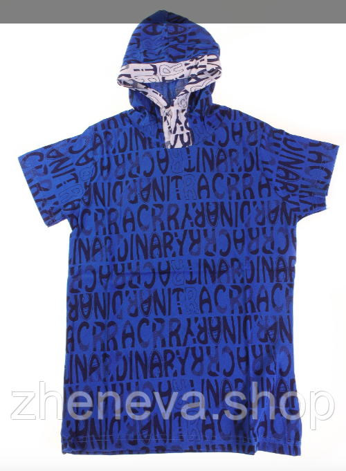 Стильна сіра футболка з принтом для хлопчика з капюшоном, р 146, 152, 158,164, фото 1