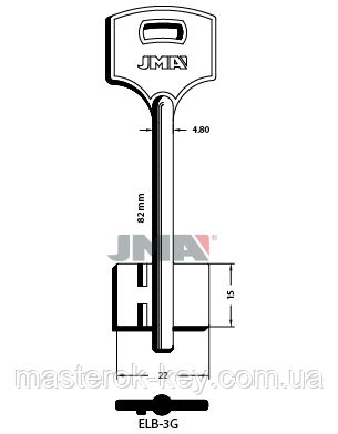 Заготівка ключа ЕЛЬБОР-14/ELB-3G JMA, фото 1