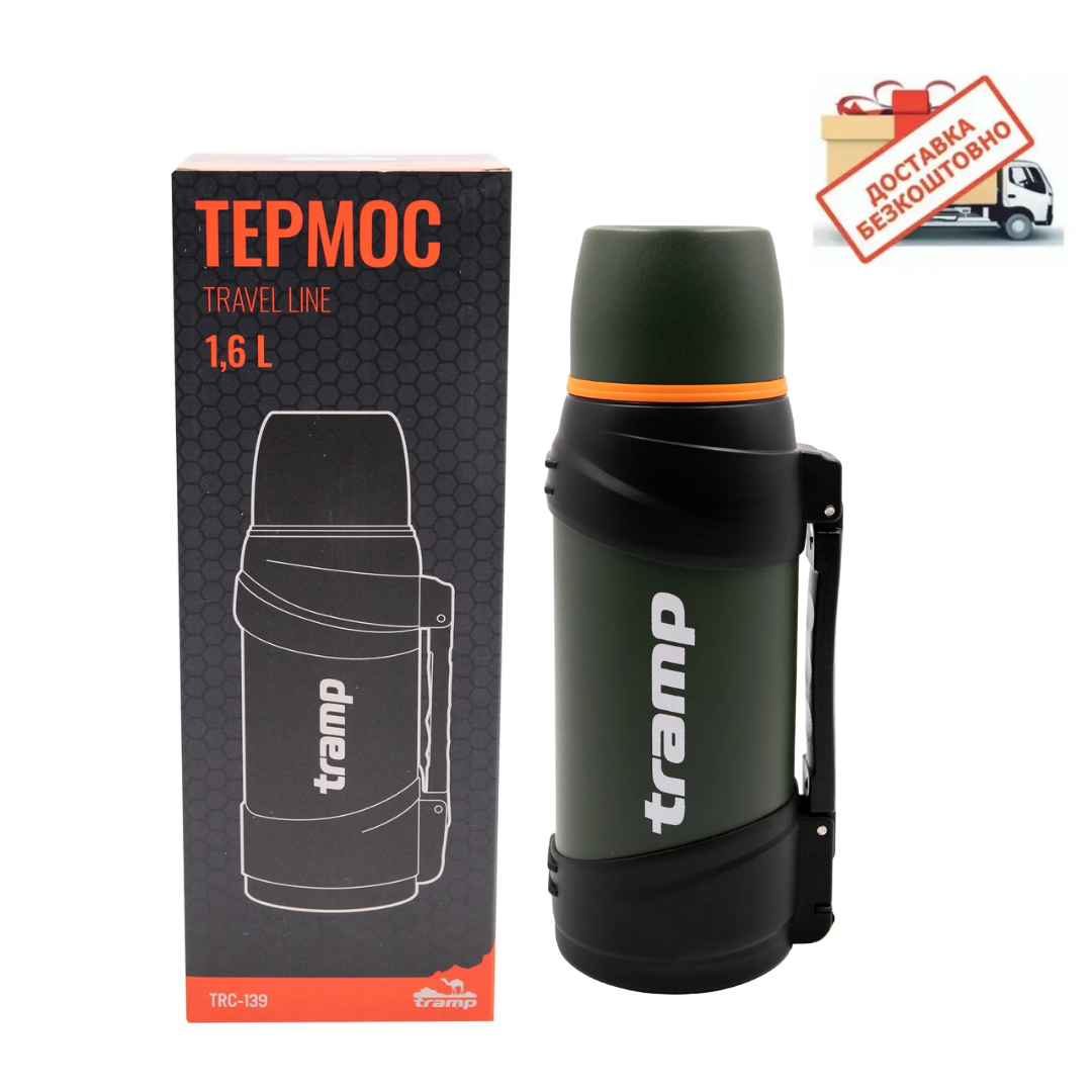Термос Travel 1,6 л. оливковий Tramp, UTRC-139-olive, фото 1