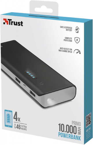 Купить Повербанк 10000 mAh Trust Primo Powerbank черный, павербанк с ...