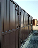 Ворота розпашні з хвірткою полегшені "Шоколад", фото 3