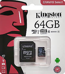 Картка пам'яті microSDXC 64 Gb class 10 Kingston