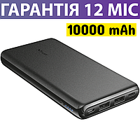 Повербанк 10000 mAh Trust Esla Powerbank черный, павербанк тонкий, пауэр банк с портом USB Type-C и microUSB