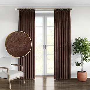 Однотонна штора мікровелюр Колір:темно-коричневий