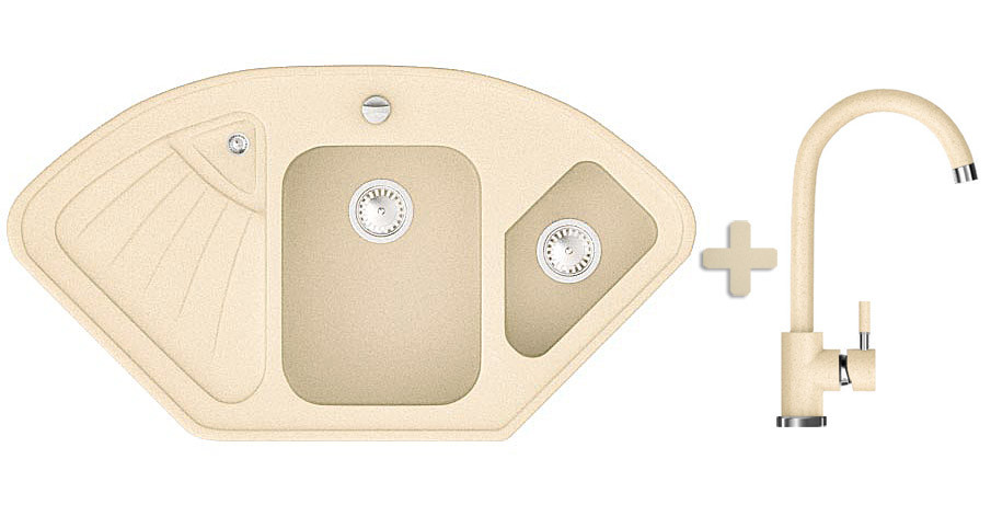 Комплект: мийка гранітна ASKANIA DELTA Бежевий + Кран