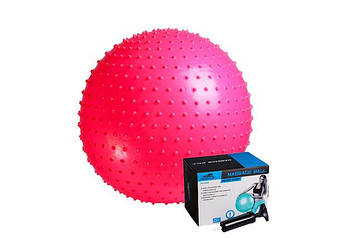 М'яч-масажер для фітнесу PowerPlay 4002 55см Рожевий + насос