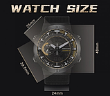 Круглий військовий та армійський годинник чоловічий кварцовий годинник з каучуковим ремінцем чорний, фото 4