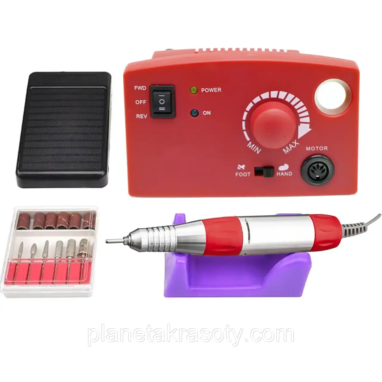 Професійний фрезер Pro ZS-602 для манікюру та педикюру 60 Вт і 35000 об./хв. (червоний), фото 1