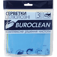 Серветки для прибирання BUROCLEAN 3шт целюл.вологопогл. 15,5х15,5 10200112 (120)