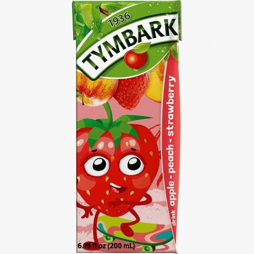 Сік Дитячий Tymbark Apple Peach Strawberry Тімбарк Яблуко Персик Полуниця 200 мл Польща