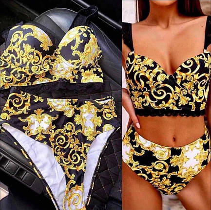 Жіночий роздільний купальник подовжений топ і плавки, фото 1