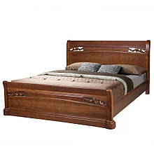 Ліжко двоспальне 1600х2000 з натурального дерева в спальню (з ламелями, без матраца) Шопен Мікс Меблі