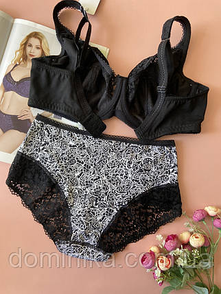 80/90/95D Бавовняний чорний комплект жіночої спідньої білизни великі розміри, фото 2