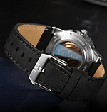Годинник класичний з японським механізмом незвичайний стильний з автопідзаводом зі шкіряним ремінцем, фото 3