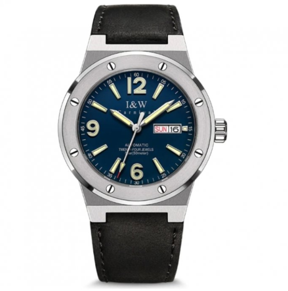 Годинник класичний з японським механізмом незвичайний стильний з автопідзаводом зі шкіряним ремінцем, фото 1