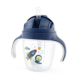 Поїлка непроливайка з соломкою та герметичною кришкою 240 мл 6М+ Синій BabyOno