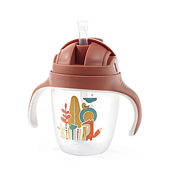 Поїлка непроливайка з соломкою та герметичною кришкою 240 мл 6М+ Терракота BabyOno