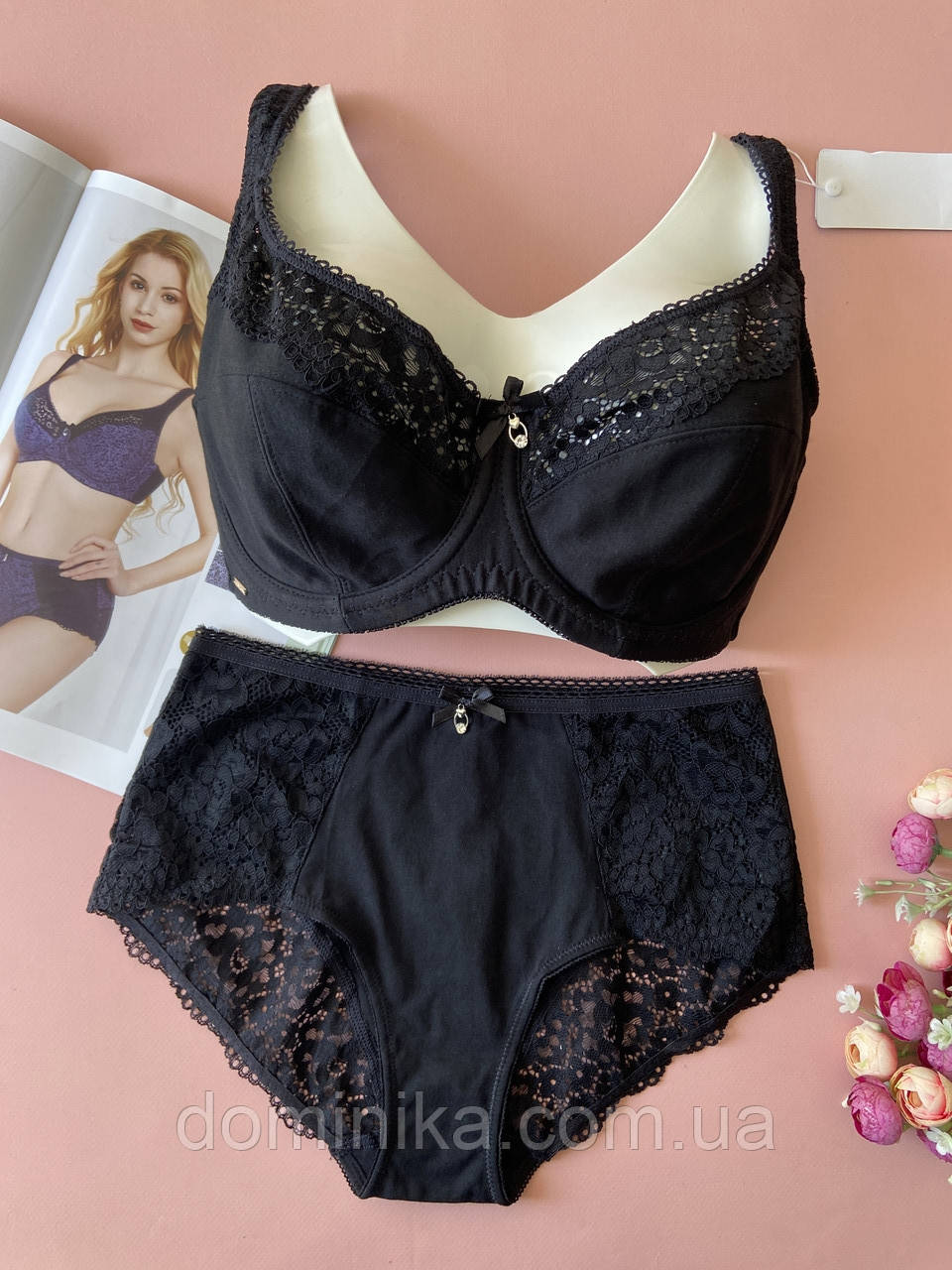 80/85/90Е Чорна бавовняна жіноча нижня білизна великих розмірів