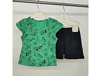 Летний костюм на девочку (футболка шорты) 86-122см зеленый