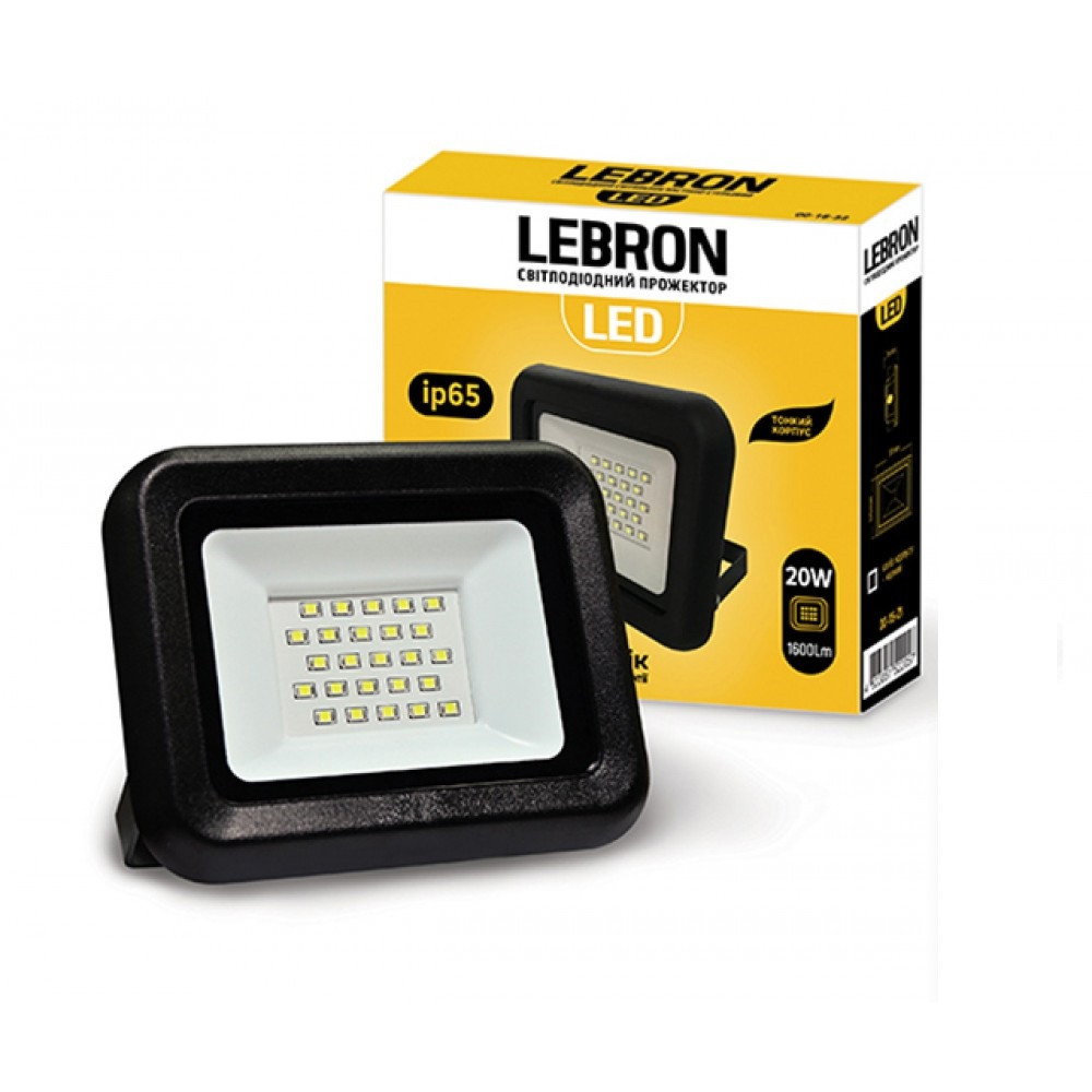 LED прожектор 20W Lebron LF 6200K 1600Lm кут 120 °