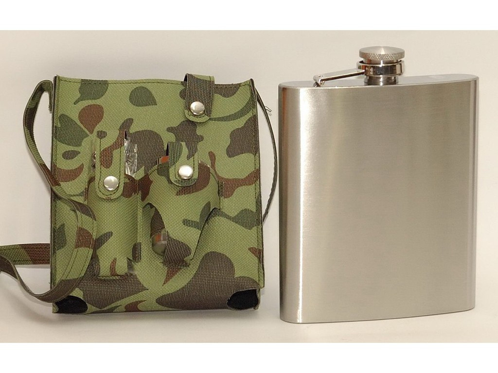 Фляга похідна 540 мл з чохлом, ніж, 2 стопки
