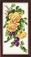 Набір для вишивки хрестиком " Троянди та сливи " Zweigart Madeira муліне 25х50 см