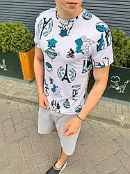 Чоловіча яскрава футболка, котон, різні принти, розміри S-XXL