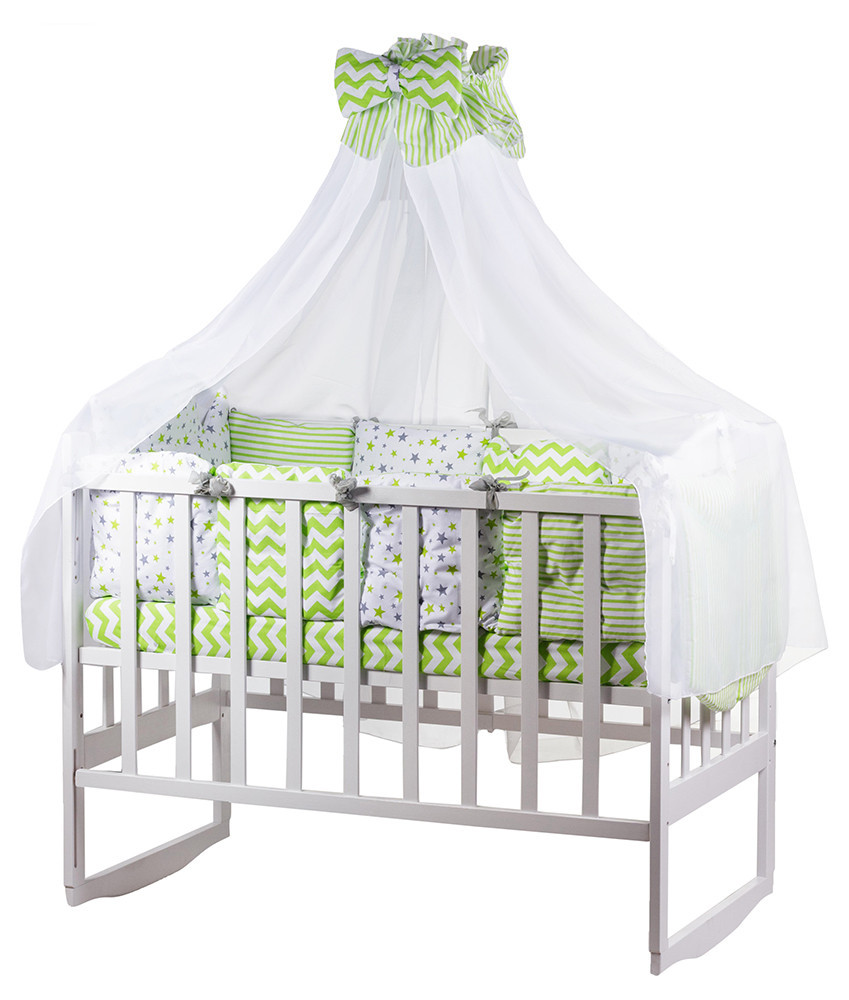 Дитяча постіль Babyroom Bortiki lux-08 stars салатовий - білий, фото 1